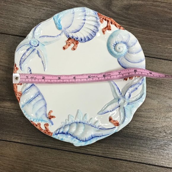 San Marco Round Salad/Dessert Plate Made in Italy Shells Starfish Approx 8.75" - Picture 8 of 8